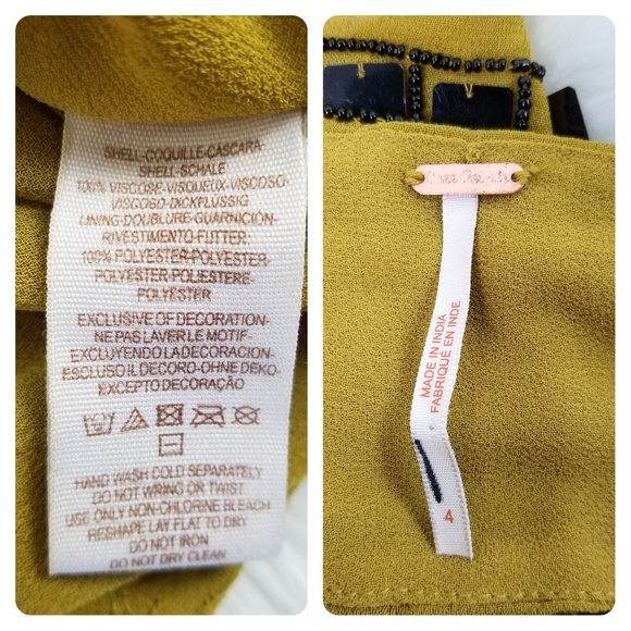 Free People MUSTARD Gold SEQUIN BLACK MINI DRESS - Picture 2 of 8